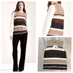 New with tags COPENHAGEN striped sleeveless warm & cozy sweater vest. Wool blend